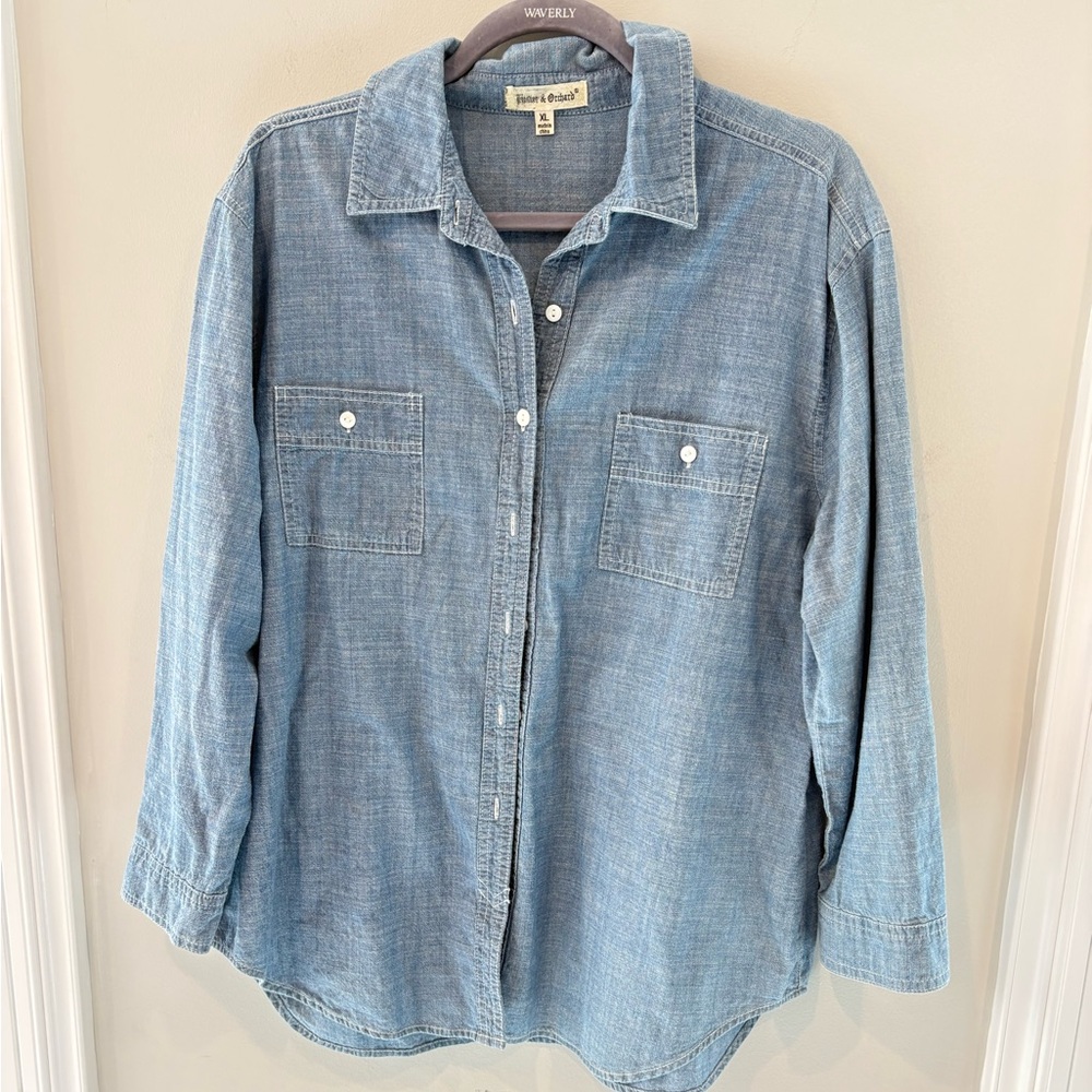Blue Denim Button-Up Shirt - Picture 2 of 6